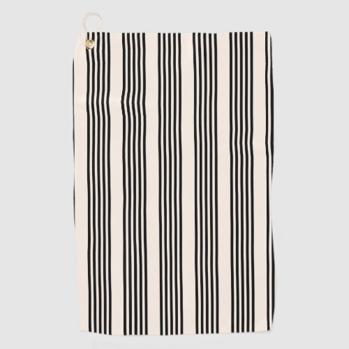 Black and beige five stripe pattern golf towel