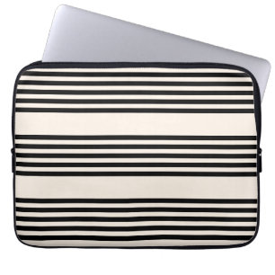 Black and beige five stripe pattern laptop sleeve