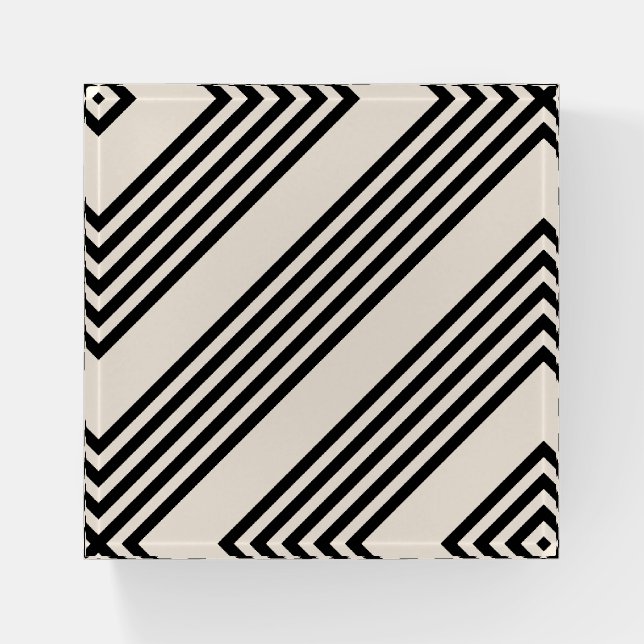 Black and beige five stripe pattern paperweight (Front)
