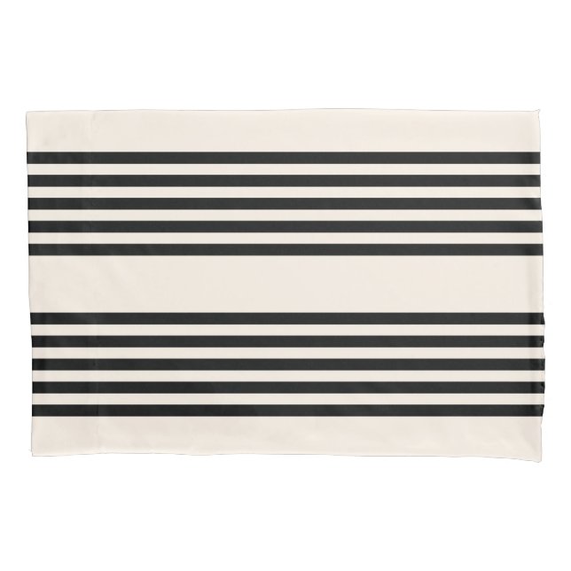 Black and beige five stripe pattern pillow case (Front)