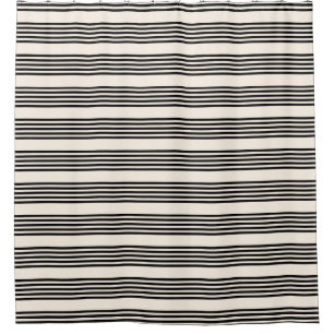 Black and beige five stripe pattern shower curtain