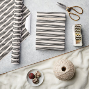 Black and beige five stripe pattern wrapping paper