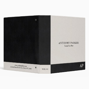 Black and Beige Leather Look 3 Ring Binder
