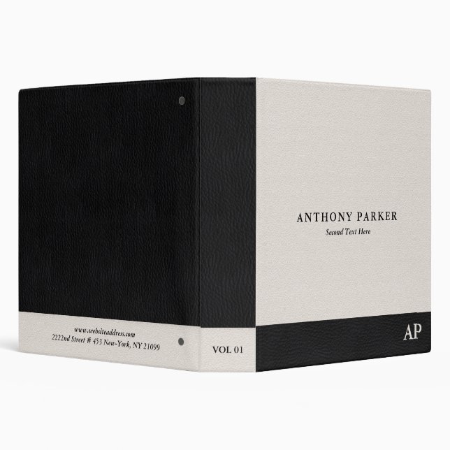 Black and Beige Leather Look   3 Ring Binder (Background)