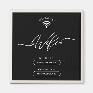 Black and Beige Minimalist Simple Wifi Zone Magnet