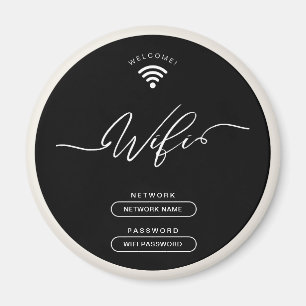 Black and Beige Minimalist Simple Wifi Zone Magnet