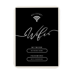 Black and Beige Minimalist Simple Wifi Zone Magnet