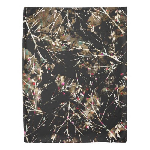 Black and Beige Neutral Rustic Winter Branches Duvet Cover