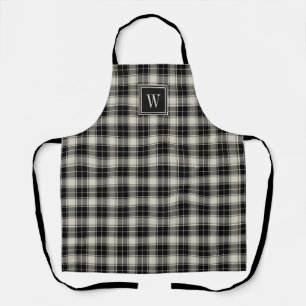 Black and Beige Plaid with Monogram Apron