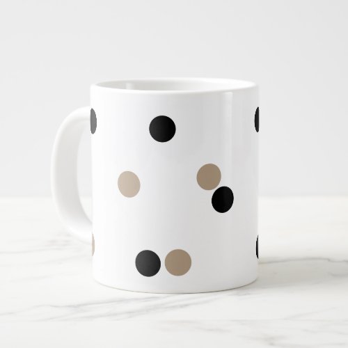 Black and Beige Polka Dots  Jumbo Mug
