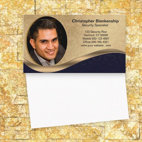 Black and Beige Professional Custom Photo  Business Card