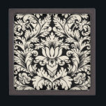 Black And Beige Vintage Floral Damasks Gift Box<br><div class="desc">Elegant black and beige vintage ornate floral damasks pattern.</div>