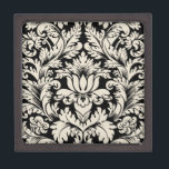 Black And Beige Vintage Floral Damasks Gift Box<br><div class="desc">Elegant black and beige vintage ornate floral damasks pattern.</div>