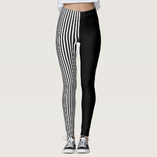Black And Black & White Stripes Pattern Leggings