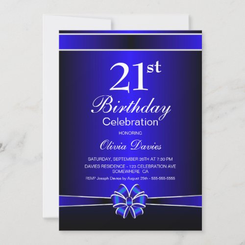 Black and Blue 21st Birthday Celebration Invitation