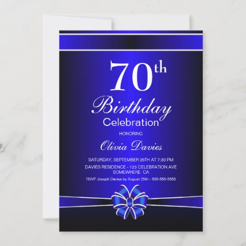 Black and Blue 70th Birthday Celebration Invitation