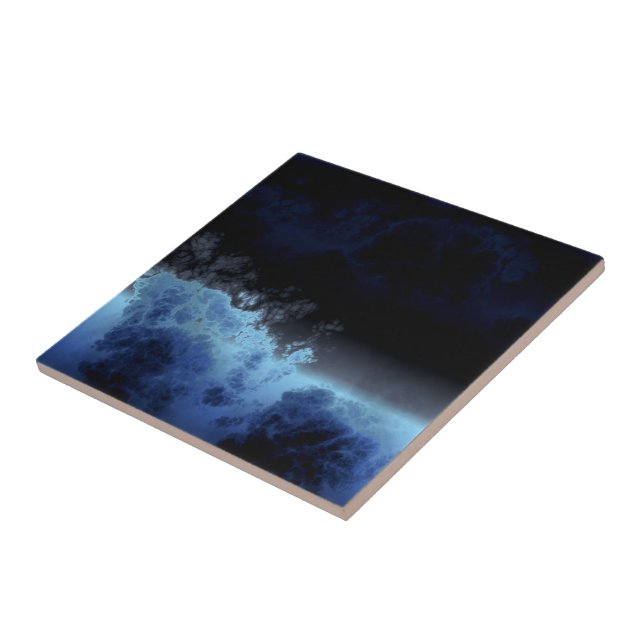 Black and Blue abstract Ceramic Tile (Side)
