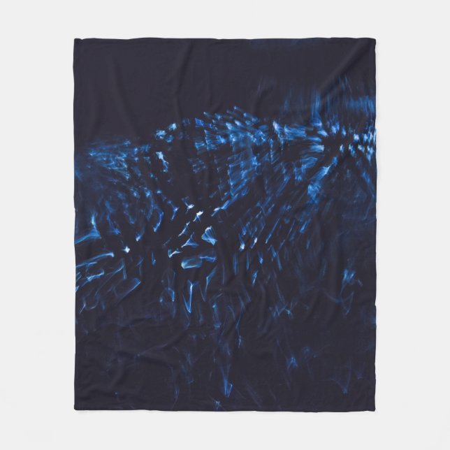 Black and blue abstract painting fleece blanket (Front)