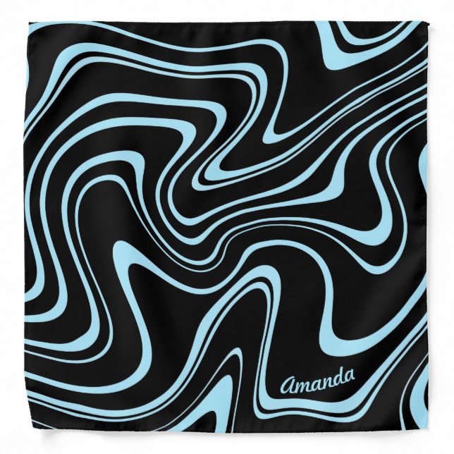 Black and Blue Abstract Pattern - Personalizable! Bandana (Front)