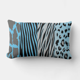 Black And Blue Animal Printed Zebra Stripe Pillow