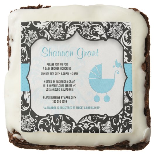 Black And Blue Baby Shower Invitation Template Brownie (Front)