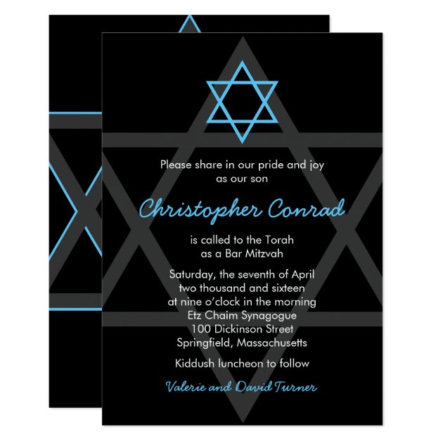 Black And Blue Bar Mitzvah Invitation
