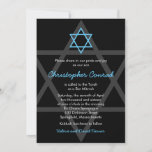 Black and Blue Bar Mitzvah Invitation<br><div class="desc">Simple black and blue Star of David Bar Mitzvah invitation. The colors on this simple Bar Mitzvah invitation are black, aqua blue, and white. Classic colors that are masculine, elegant, and stylish. Although this is invitation is currently customized for a Bar Mitzvah, it could be used for a variety of...</div>