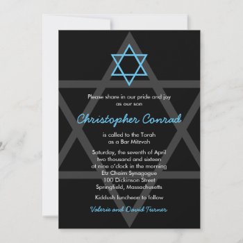 Black And Blue Bar Mitzvah Invitation by wasootch at Zazzle