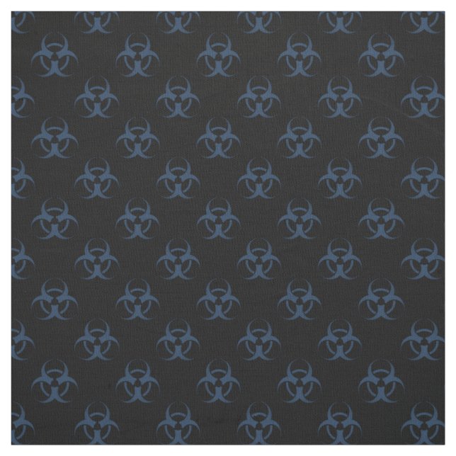 Black and Blue Biohazard Symbol Pattern Fabric (Swatch)