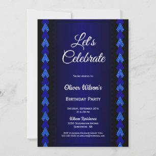 Black and Blue Birthday Party Invitation