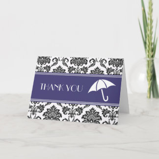 Black and Blue Bridal Shower Thank You Card