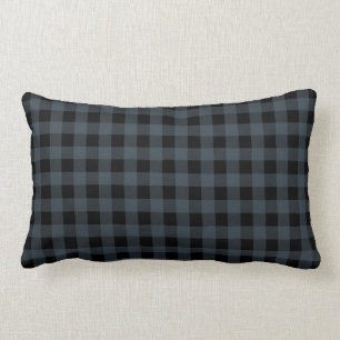 Black and Blue Buffalo Plaid Lumbar Pillow