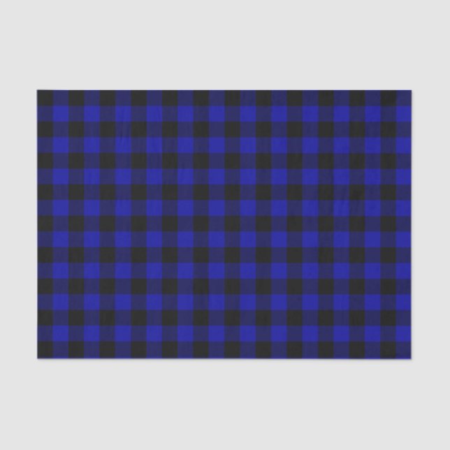 Black and Blue Buffalo Plaid Tissue Paper (Front)