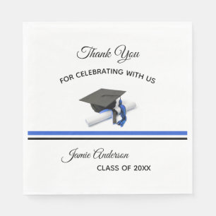 Black and Blue Cap & Tassel Graduation Party Napkins