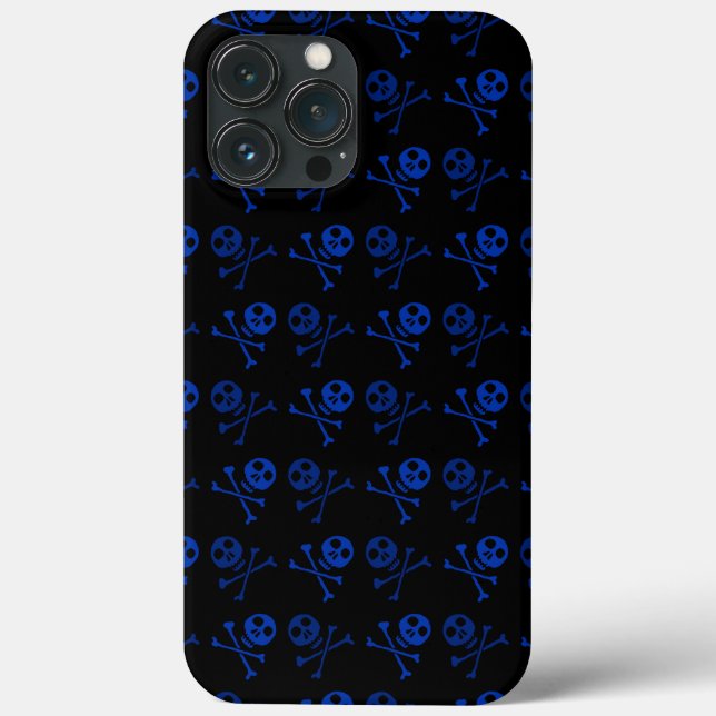 Black and Blue Cartoon Skull Pattern Case-Mate iPhone Case (Back)