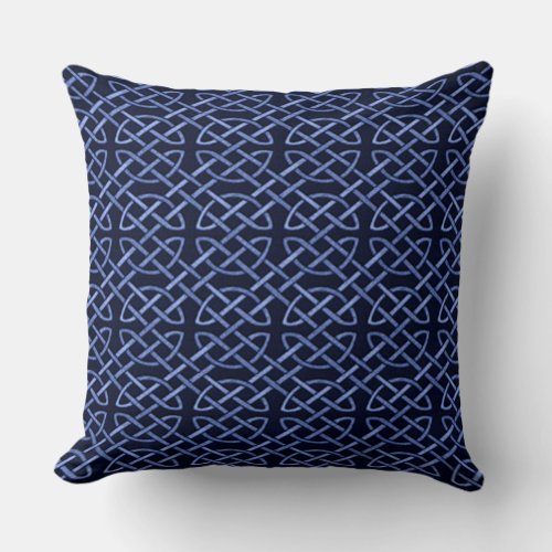 Black and Blue Celtic Knot Pattern Throw Pillow