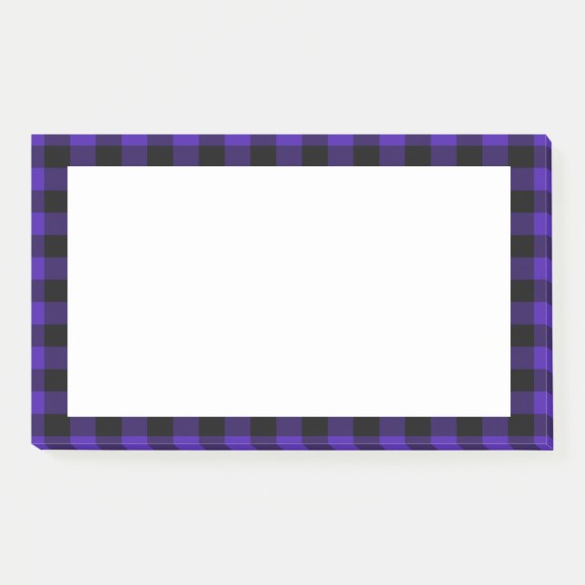 Black and Blue Check Framed Post it Notes (Front)