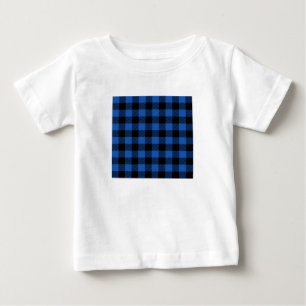 Black and Blue Checkered Buffalo Pattern Baby T-Shirt