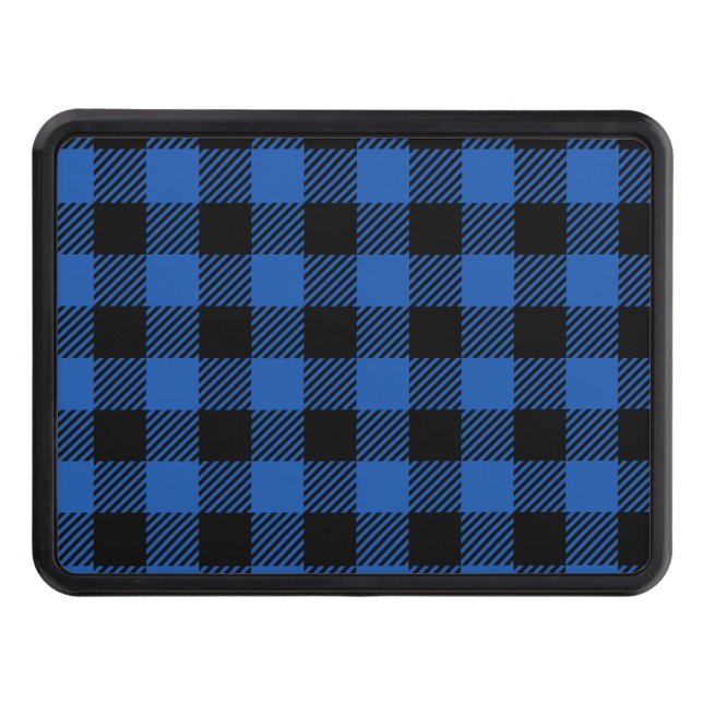 Black and Blue Checkered Buffalo Pattern Hitch Cover (Front)