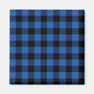 Black and Blue Checkered Buffalo Pattern Magnet