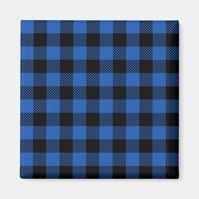 Black and Blue Checkered Buffalo Pattern Magnet (Front)