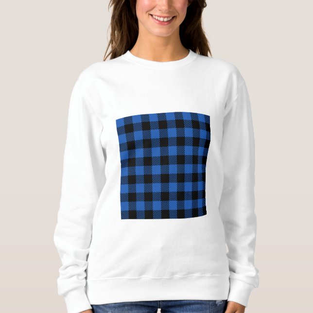 Black and Blue Checkered Buffalo Pattern Sweatshirt (Front)