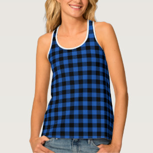 Black and Blue Checkered Buffalo Pattern Tank Top