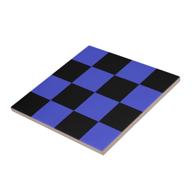 Black and Blue Chess Ceramic Tile (Side)