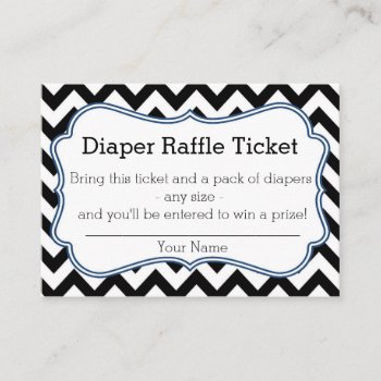 Black And Blue Chevron Diaper Raffle Ticket Enclosure Card by tinyanchor at Zazzle