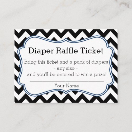 Black and Blue Chevron Diaper Raffle Ticket Business Card Template