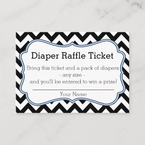 Customizable Black and Blue Chevron Diaper Raffle Ticket Business Card Template