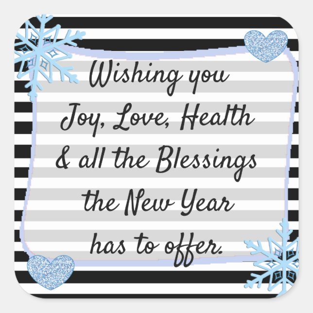 Black and Blue Christmas Blessings Stickers (Front)