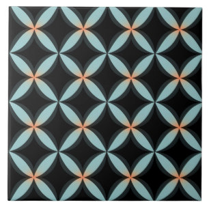 Black and Blue Circles, Seamless Pattern Ceramic Tile