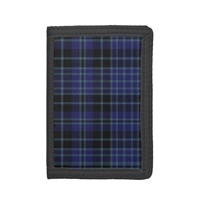 Black and Blue Clark Tartan Plaid Wallet (Front Vertical)